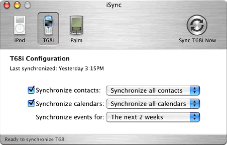 iSync screenshot