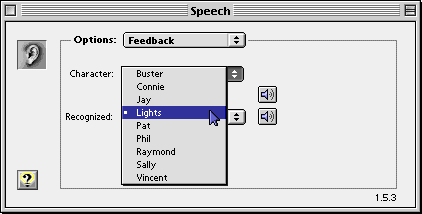 Speech CP's Feedback Characters List