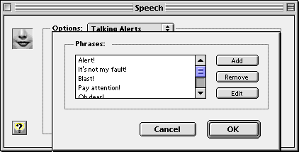 Speech CP's Talking Alerts Phrase Edit window