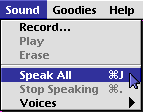 SimpleText's Sound menu Speak cmnd