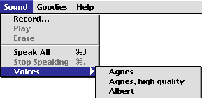 SimpleText's Sound menu Voices list